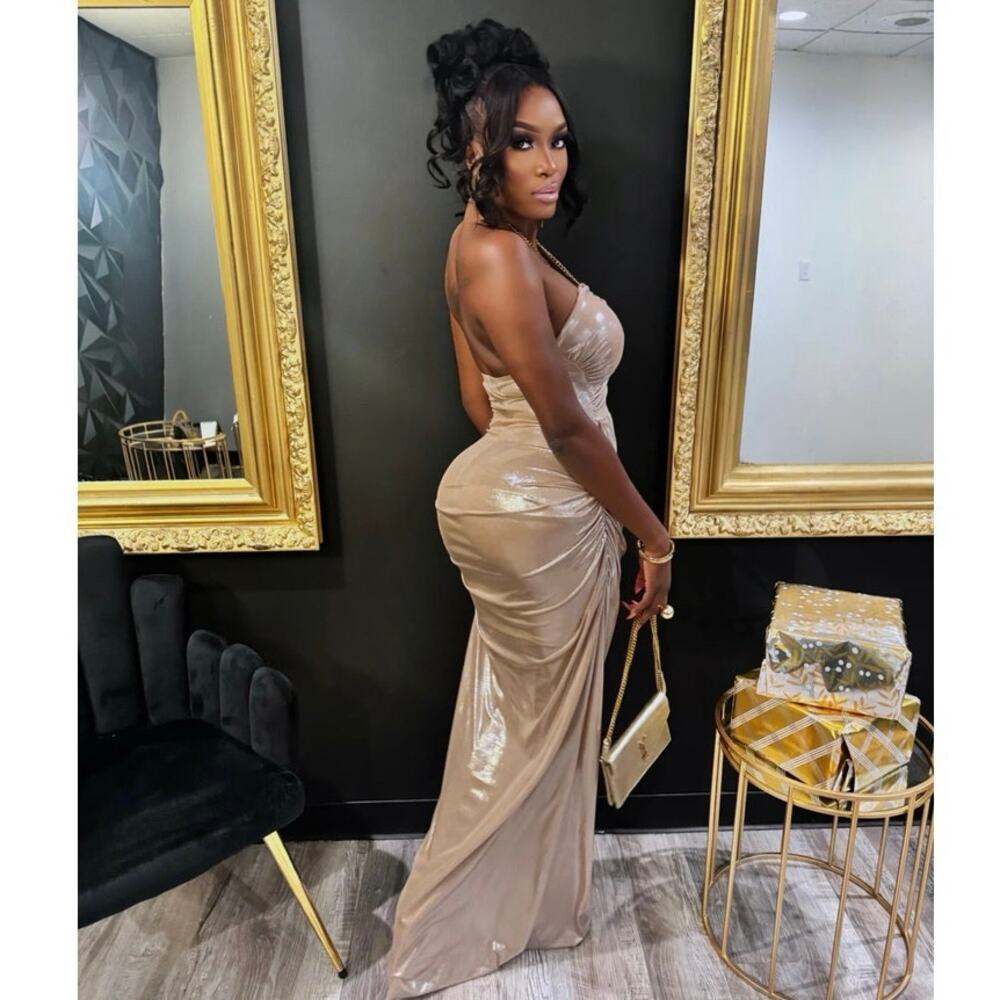 Drapped Metallic Maxi Dress - Picture 5 of 6